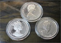 3 ROYAL MINT SILVER ROUNDS, ONE OUNCE