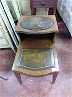 Antique table with leather
