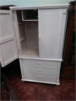 Large white TV Armoire wicker