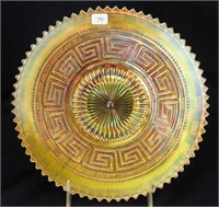 Greek Key 9" plate w/BW back - marigold