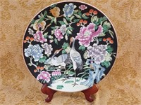 LARGE CHINESE PORCELAIN CHARGER ON STAND