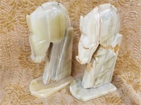 2PC ONYX HORSEHEAD BOOKENDS
