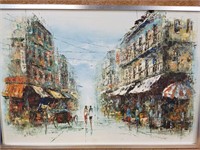 ORIGINAL OIL ON CANVAS PAINTING STREET VIEW