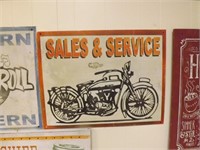Vintage Metal Motorcycle Sales Service Sign-Indian