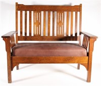 Oak Arts & Crafts / Mission style settee with