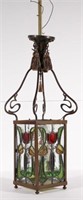 Modern stained glass hanging light with four