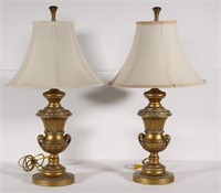 pair of urn style table lamps, sold as a pair,