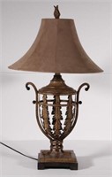 pierced urn table lamp 34.5" tall with suede style