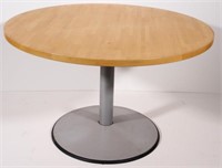 Ikea maple finish round top metal pedestal table,