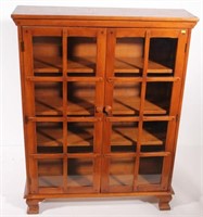 maple double glass door bookcase with