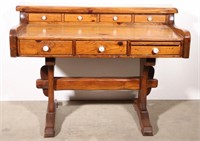 pine trestle desk with 7drawers having