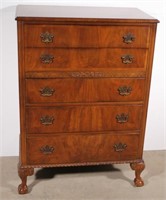 Johnson Furniture Co. walnut 5 drawer chest