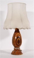 laminated turned wood table lamp,