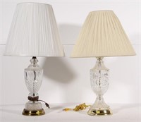 2 glass table lamps, sold as a pair,