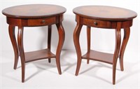 pair of Butler cherry end tables with drawer,