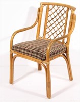Rattan arm chair with cushion upholster seat,