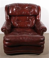 Lone Star leather arm chair with brass
