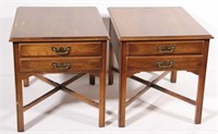 pair of cherry 2 drawer end tables, sold per piece