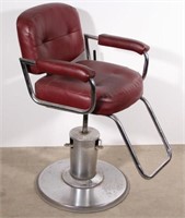 reclining flat adj height barber chair, 40.5" tall