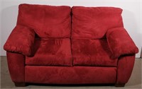red micro fiber 2 cushion loveseat, 37" tall x