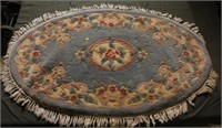 Sculpted Blue Ivory wood area rug 3' x 5' with
