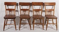 set of 4 plank seat half spindle back chairs, sold