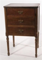 walnut 3 drawer sewing cabinet, 28" tall x 17.75"
