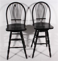 pair of bar height swiveling chair back stools,
