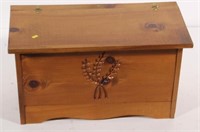 pine chip carved chest, 15.75" tall x 27" wide x