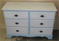 blue & white painted dresser base, 31.75"