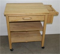 maple rolling kitchen cart with knife block and