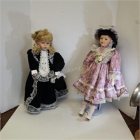 Two Large Dolls With Stands