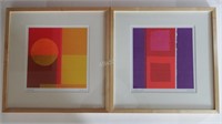 2 Abstract Prints by Amaura -Sunset & Cubic Heat