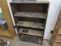 dusty wooden bookshelf (30in wide x 4ft tall)
