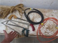 rope -2 shorter ext. cords -3 saws