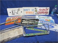 10 advertising & misc plates & 5 plate frames