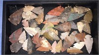 Group of stone arrowheads up to about 2 inches