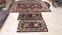 Floral room rug, 93 x 63 and two matching or