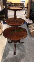 Mahogany triple tier pedestal table with ball and