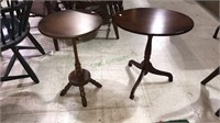 Two Candlestand pedestal tables one has a tilt