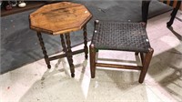 Octagon side table, foot stool with a hemp