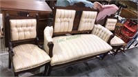 Victorian settee and two matching chairs all