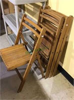 Set of four slap bottom folding chairs all wood