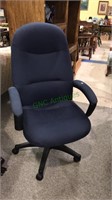 Navy blue desk chair on wheels with adjustable