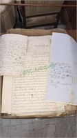 Box of antique documents hand written one is