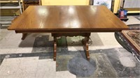 Tom Seely oak Trestle table with four leaves, 30