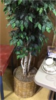 Faux tree in a basket pot, 7 ft tall, (374)
