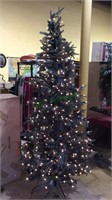 7 ft pre lit Christmas tree with stand & box, all