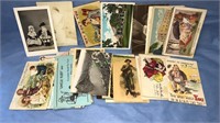 Group of antique postcards including some photo