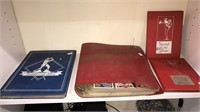 Four baseball card albums with cards, upper deck,